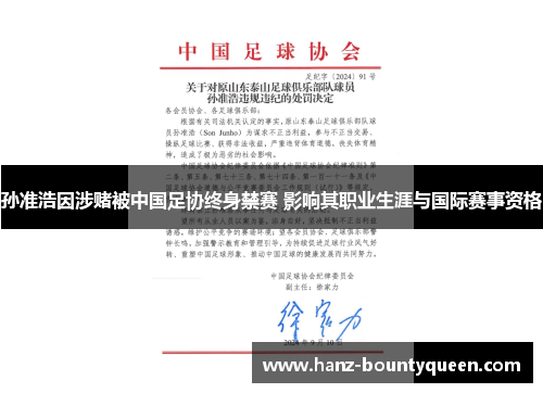 孙准浩因涉赌被中国足协终身禁赛 影响其职业生涯与国际赛事资格 孙准浩因涉赌被中国足协终身禁赛 影响其职业生涯与国际赛事资格